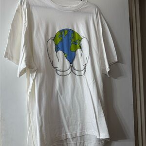 White Kaws Peace for all T-Shirt with Earth Graphic